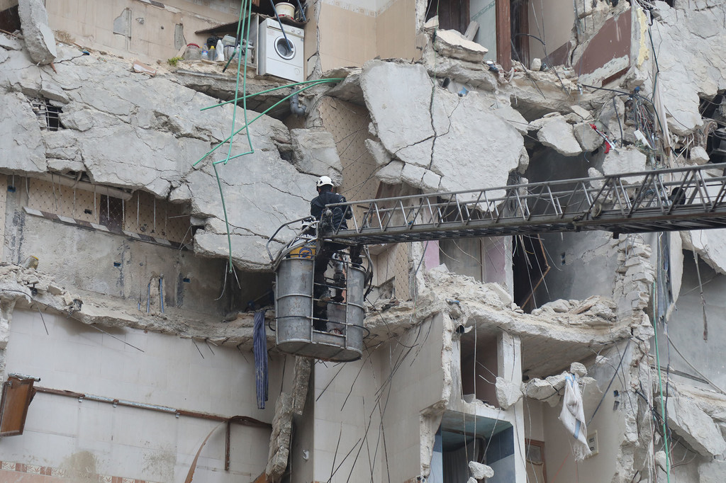 Des bâtiments à Idlib, en Syrie, ont été endommagés par le tremblement de terre qui a frappé la région.