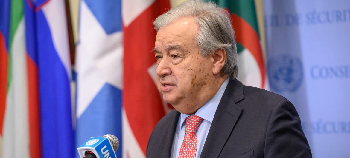 山Photo/Loey Felipe Secretary-General Antnio Guterres briefs reporters on the situation in the Democratic Republic of the Congo.
 