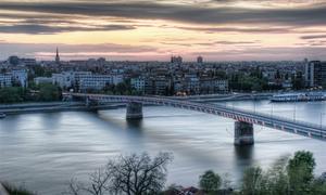 A view of the northern city of Novi Sad along the banks of the Danube river in Serbia.