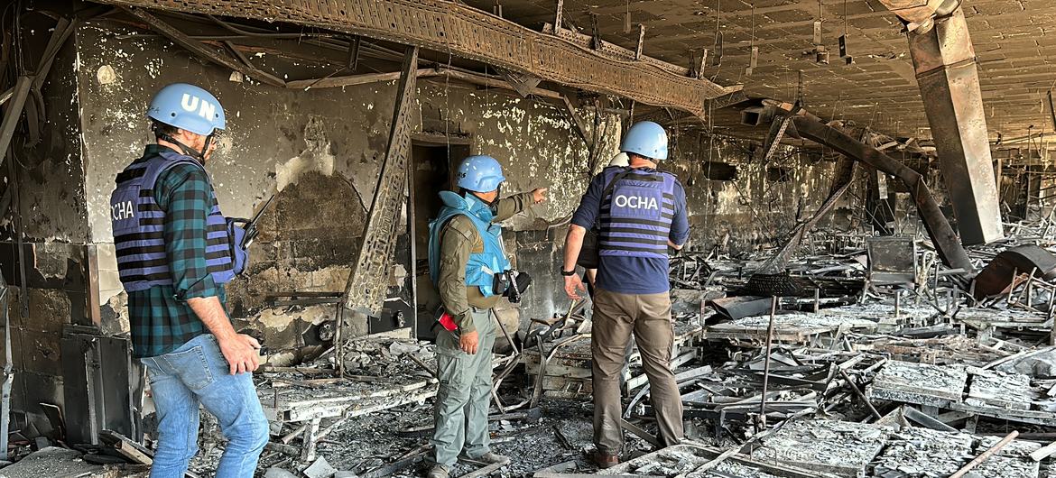 A multi agency UN team assess the destruction of Al-Shifa Hospital, in Gaza City, following the end of the latest Israeli siege there. 