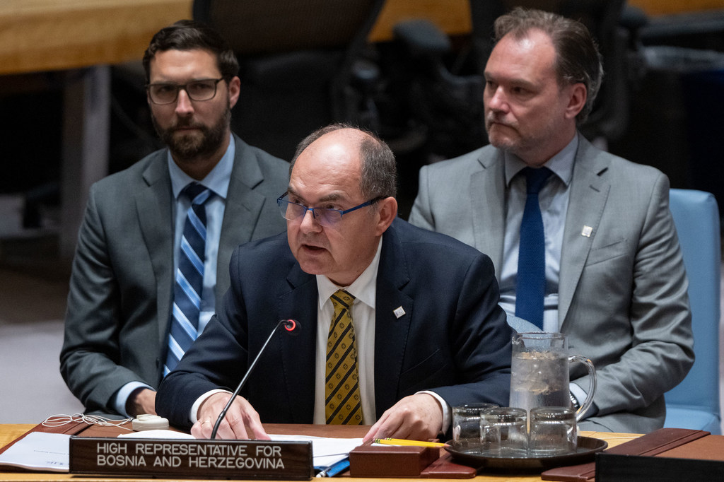 Christian Schmidt, le haut représentant international en Bosnie-Herzégovine, au Conseil de sécurité de l'ONU.