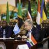 यूएन महासचिव एंतोनियो गुटेरेश, काँगो लोकतांत्रिक गणराज्य (DRC) उस क्षेत्र में शान्ति व सुरक्षा पर फ़्रेमवर्क की उच्चस्तरीय बैठक में शिरकत करते हुए. (6 मई 2023)