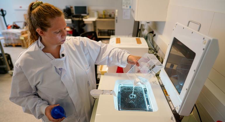 Anthéa Bourhis, de 28 años, técnica de laboratorio en el Laboratorio Oceanográfico de Villefranche, conocido como LOV, vierte la captura de la mañana en una máquina de escaneado para producir una imagen digital del zooplancton. Anthéa Bourhis, de 28 años, técnica de laboratorio en el Laboratorio Oceanográfico de Villefranche, conocido como LOV, vierte la captura de la mañana en una máquina de escaneado para producir una imagen digital del zooplancton.