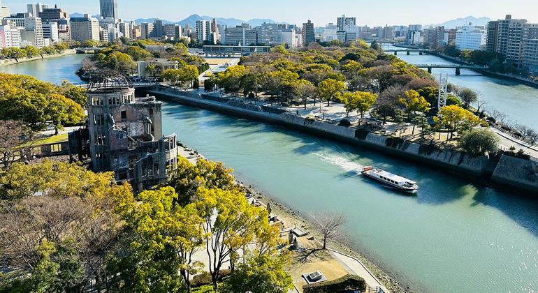 The Hiroshima Peace Memorial Park marks where the atomic bomb was dropped on the southern Japanese city.