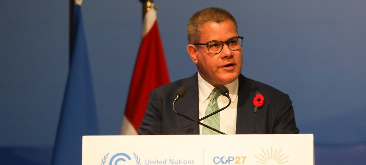 Le Président de la COP26, le Britannique Alok Sharma, à l'ouverture officielle de la COP27.