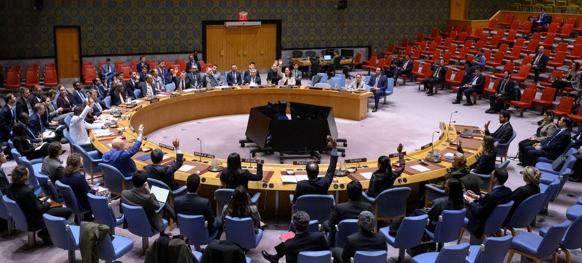 UN Security Council members vote on a resolution to remove sanctions from Syria's interim President UN Security Council members vote on a resolution to remove sanctions from Syria's interim President