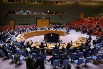 UN Security Council members vote on a resolution to remove sanctions from Syria's interim President