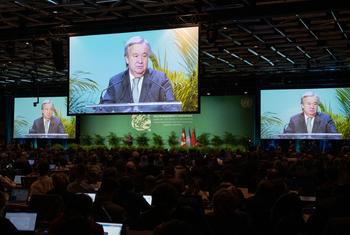 联合国秘书长古特雷斯在COP15第二阶段会议启动仪式上致辞。