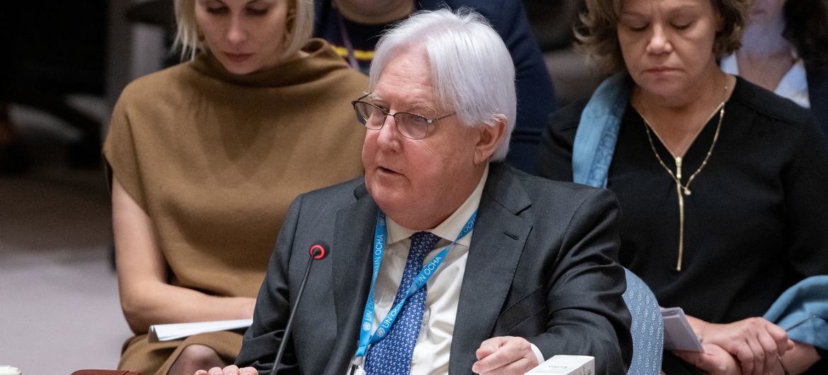 Le chef humanitaire de l'ONU Martin Griffiths devant le Conseil de sécurité.
