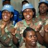 South African women peacekeepers who served with the UN – African Union Mission in Darfur (UNMAMID) celebrate their national Women’s Day in Kutum, North Darfur.
