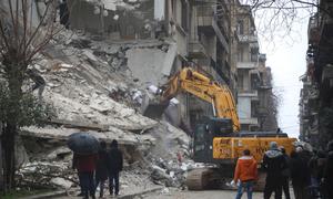 The search for survivors following the earthquake  is continuing in the Al-Aziziyeh neighborhood of Aleppo in Syria.