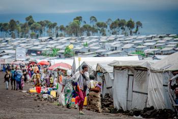 Un camp de déplacés internes à la périphérie de Goma, au Nord-Kivu, dans l'est de la République démocratique du Congo.