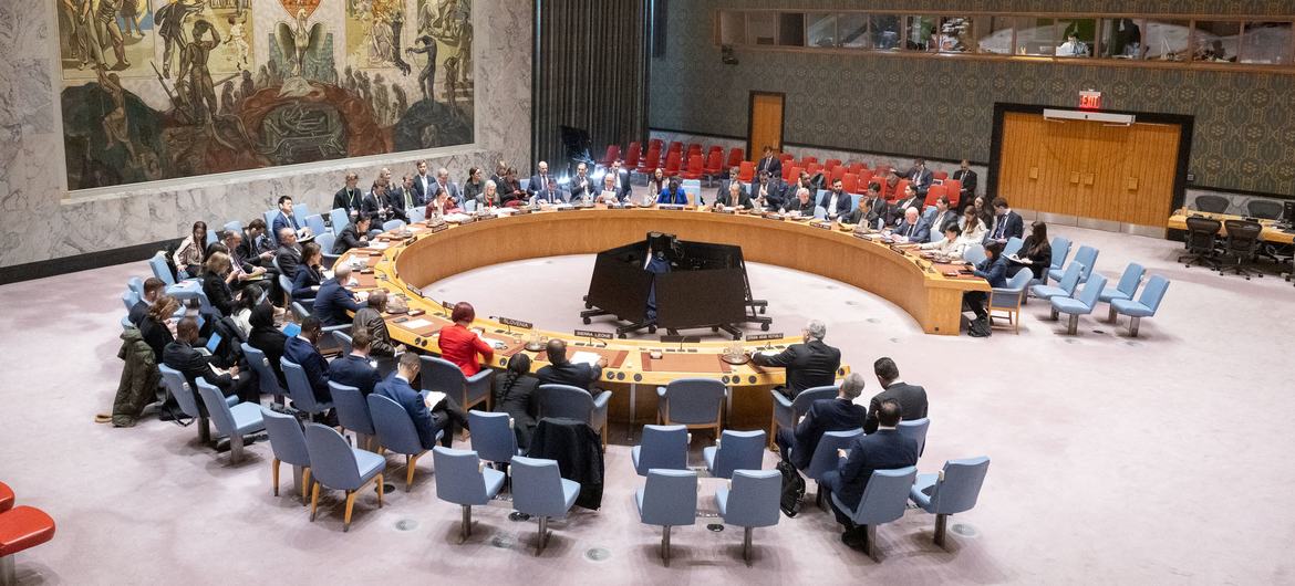 A wide view of the Security Council meeting on chemical weapons in Syria.