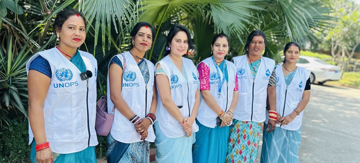 UNOPS के सहयोग से भारत सरकार के जल-जीवन मिशन के तहत जल परीक्षण का प्रशिक्षण लेने वाली महिलाएँ, अन्तरराष्ट्रीय महिला दिवस के अवसर पर दिल्ली स्थित यूएन कार्यालय आईं.