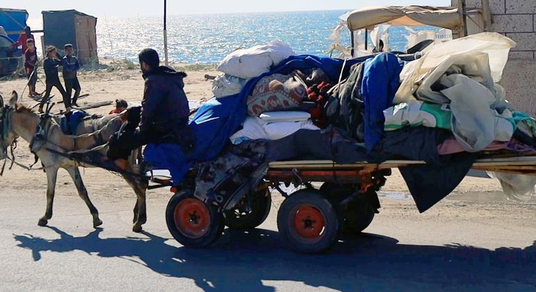 People displaced from eastern Rafah by Israeli evacuation orders have taken everything they can carry.