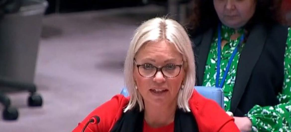 المنسقة الخاصة للأمم المتحدة في لبنان، جينين هينيس-بلاسخارت تتحدث أمام أحد اجتماعات مجلس الأمن الدولي. (أرشيف)