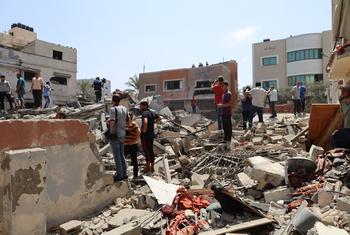 Destruction in Gaza following conflict between Israeli forces and militants during August 2022.