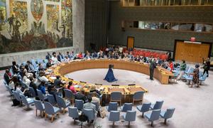 A wide view of the UN Security Council chamber during the meeting on women and peace and security.