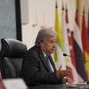 O secretário-geral da ONU, António Guterres, dirige-se à comunicação social na Cúpula da Associação das Nações do Sudeste Asiático, Asean, em Jacarta, Indonésia
