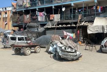 Beit Lahia New School, affiliated with the United Nations Relief and Works Agency for Palestine Refugees (UNRWA), which has been transformed into a shelter.