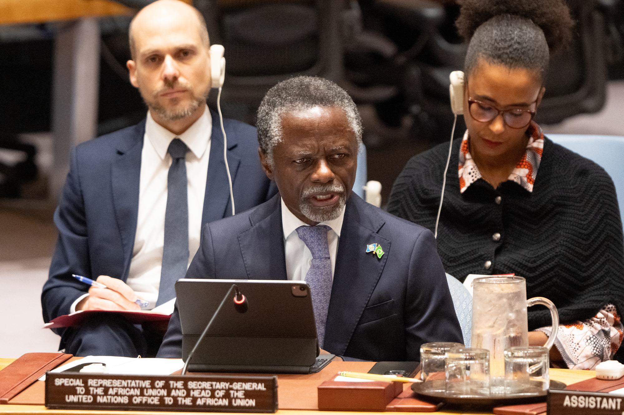 Parfait Onanga-Anyanga, Représentant spécial du Secrétaire général et Chef du Bureau des Nations Unies auprès de l’Union africaine (UA), au Conseil de sécurité.