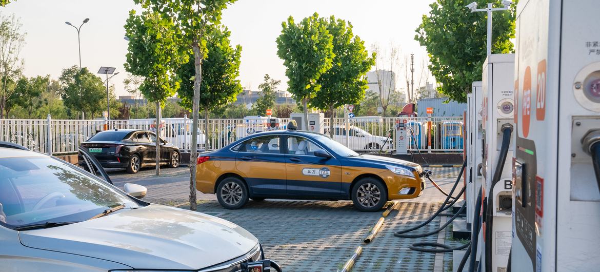 Estación de carga de automóviles eléctricos en China.