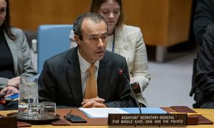 Khaled Khiari, Assistant Secretary-General for Middle East, Asia and the Pacific in the UN Department of Political and Peacebuilding Affairs and Peace Operations, addresses the Security Council meeting on non-proliferation and Democratic People's Republi…