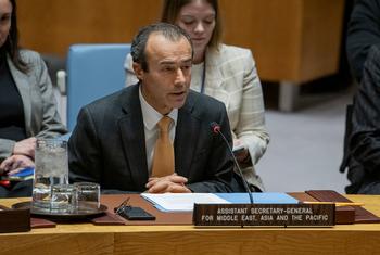 联合国政治与建设和平事务及和平行动部主管中东、亚洲和太平洋事务助理秘书长希阿里在安理会关于防扩散和朝鲜民主主义人民共和国的会议上发言。