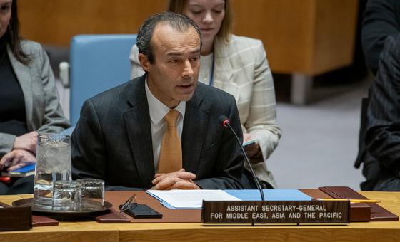 Khaled Khiari, Assistant Secretary-General for Middle East, Asia and the Pacific in the UN Department of Political and Peacebuilding Affairs and Peace Operations, addresses the Security Council meeting on non-proliferation and Democratic People’s Republi…