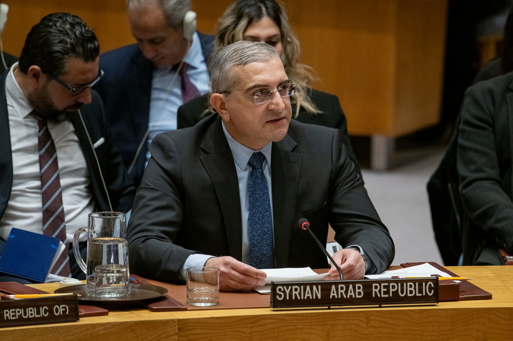 Ambassador Koussay Aldahhak of Syria addresses the Security Council meeting on the situation in the country.