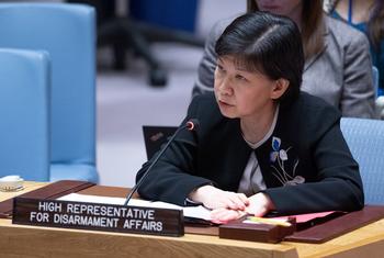 Izumi Nakamitsu, High Representative for Disarmament Affairs, briefs the Security Council meeting on threats to international peace and security.