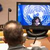 Caroline Ziadeh (on screen), Special Representative of the Secretary-General and Head of the UN Interim Administration Mission in Kosovo, briefs the Security Council meeting on a discussion of developments in Kosovo.