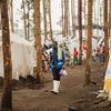A community worker educates displaced people on good practices to combat cholera in North Kivu, DR Congo.