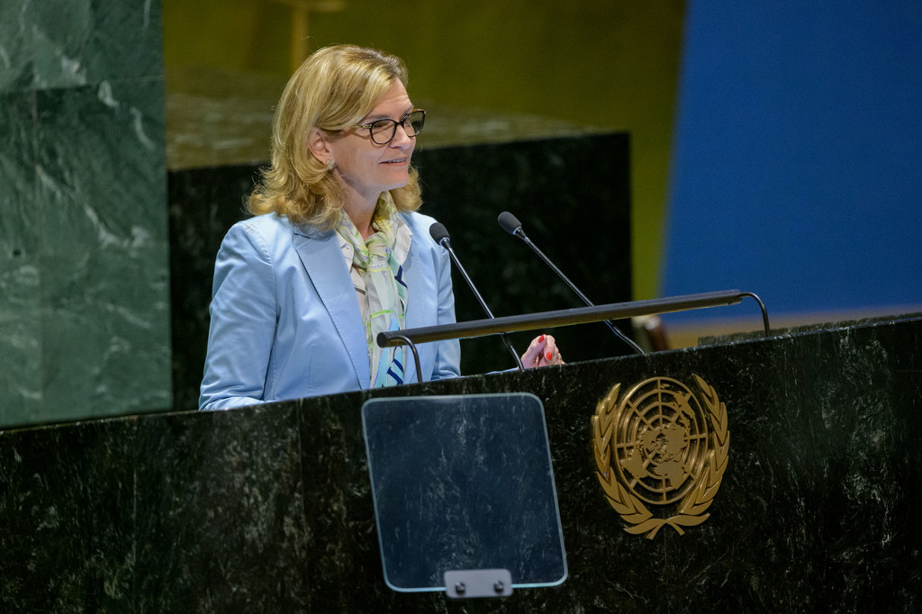 Doreen Bogdan-Martin, Secretary-General of the International Telecommunication Union, addresses the observance of International Women's Day 2023 on the theme DigitALL. The event brings together technologists, innovators, entrepreneurs, and gender equality activists to provide an opportunity to highlight the role of all stakeholders in improving access to digital tools and be followed by a high-level panel discussion and musical performances.