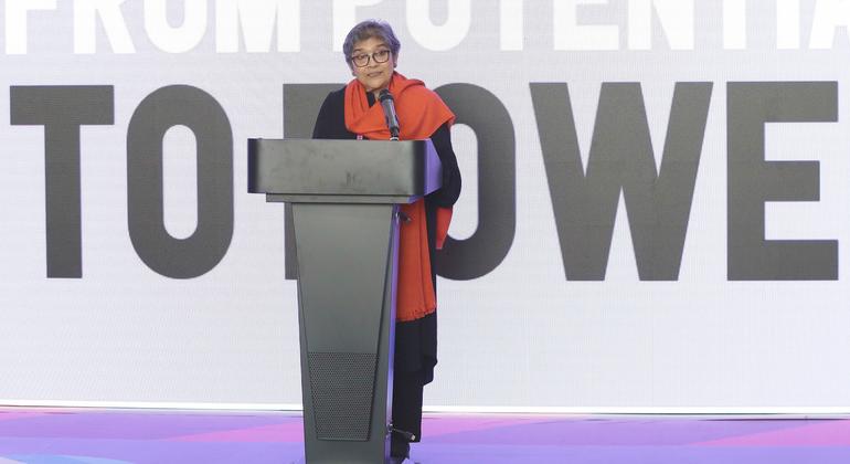 Rabab Fatima, the High Representative for the Least Developed Countries, Landlocked Developing Countries and Small Island Developing States (OHRLLS), marks the occasion of International Women's Day, at LDC5 in Doha, Qatar.