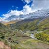 Um vale na cordilheira do Himalaia, Gangotri, Índia.