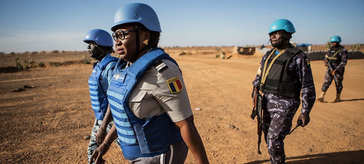 UN police officers  patrol in the Menaka region in the northeast of Mali (file).