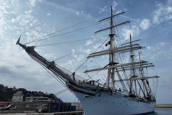 Statsraad Lehmkuhl docks the Port Lympia in Nice, France.