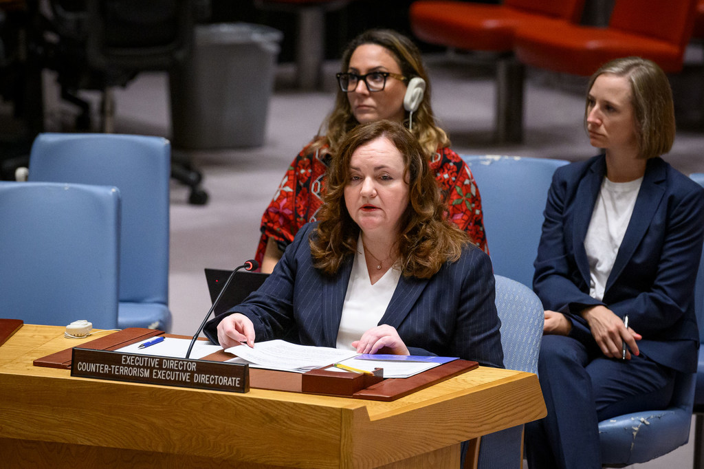 La Directrice exécutive de la Direction exécutive du Comité contre le terrorisme, Natalia Gherman, devant le Conseil de sécurité.