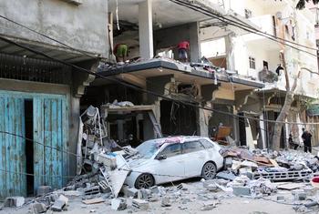A street in central Gaza lies in ruins.