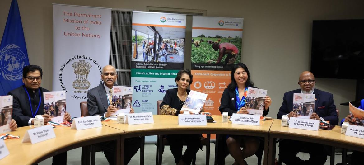 भारतीय अधिकारियों ने न्यूयॉर्क में UN मुख्यालय में आयोजित एक प्रेस कार्यक्रम में भारत-संयुक्त राष्ट्र विकास साझेदारी कोष की वार्षिक रिपोर्ट जारी की।