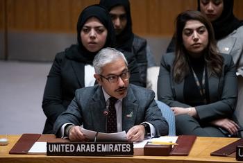 (2023) السفير محمد أبو شهاب الممثل الدائم لدولة الإمارات العربية المتحدة لدى الأمم المتحدة، يتحدث أمام مجلس الأمن الدولي