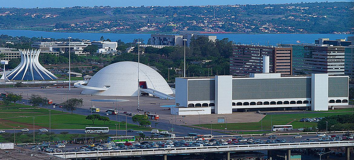 ब्राज़ील की राजधानी ब्राज़ीलिया का एक दृश्य.