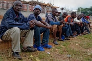 Jobless workers wait for employment opportunities  in Lilongwe, the capital of Malawi.