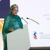 Vice-secretária-geral Amina Mohammed discursa no dia de encerramento da Quinta Conferência das Nações Unidas sobre os Países Menos Desenvolvidos (LDC5), em Doha, Catar.