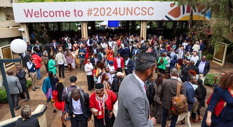 Participants gathering at the opening of the UN Civil Society Conference, which is being held at the UN Office in Nairobi, Kenya, from 9-10 May 2024.