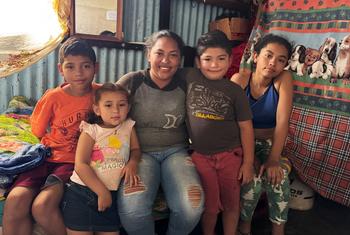 Lillian and her four children at their home in Cartago, Costa Rica who fled Nicaragua six years ago.