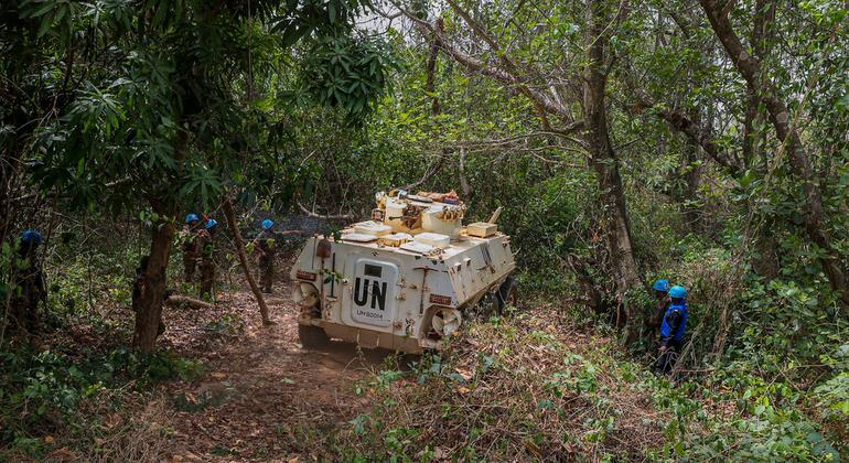 Tanzanians and other MINUSCA peacekeepers on patrol in north-west Central African Republic.