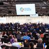 O salão da plenária da terceira Conferência dos Oceanos da ONU em Nice