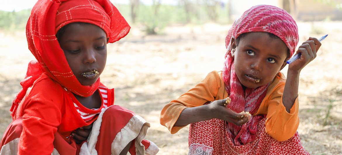 ایتھوپیا میں بچوں کو عالمی ادارہِ خوارک کے تحت سکولوں میں کھانا فراہم کیا جا رہا ہے۔